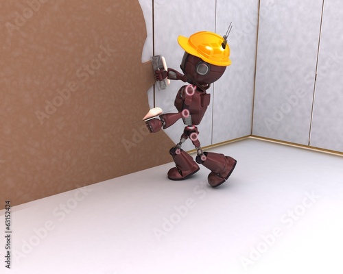 Illustration: Android plastering a wall Android plastering a wall
