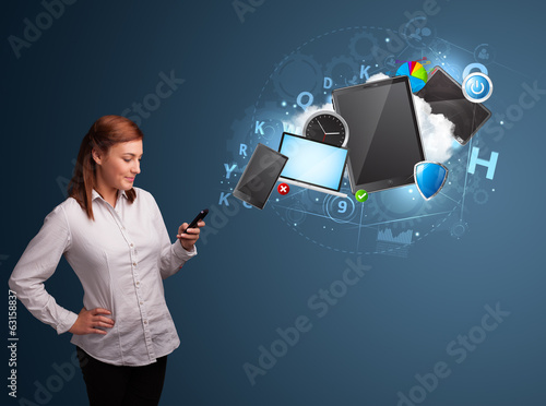 Photo: Pretty lady browsing on her smartphone Pretty lady browsing on her smartphone
