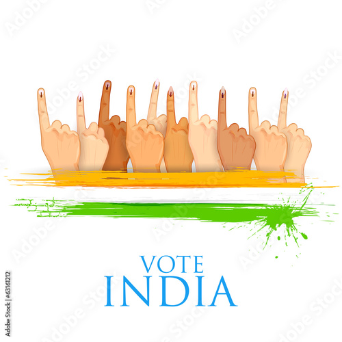 Vector: Hand with voting sign of India Hand with voting sign of India