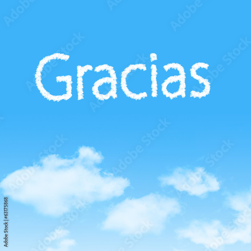 Photo: Gracias cloud icon with design on blue sky background Gracias cloud icon with design on blue sky background