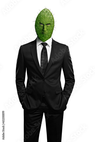 Photo: portrait of a cactus head businessman portrait of a cactus head businessman