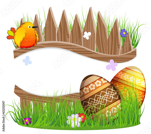 Vector: little bird and Easter eggs little bird and Easter eggs