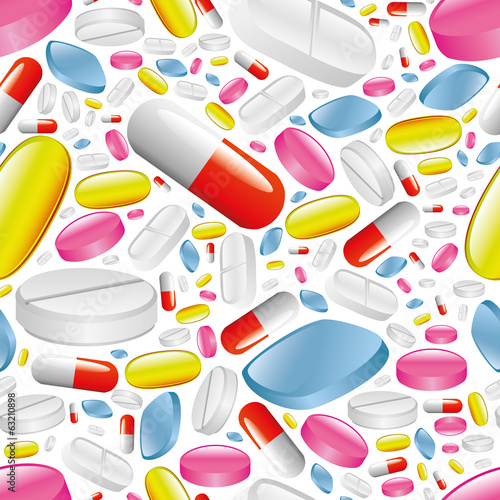 Vector: pills and capsules seamless pattern pills and capsules seamless pattern
