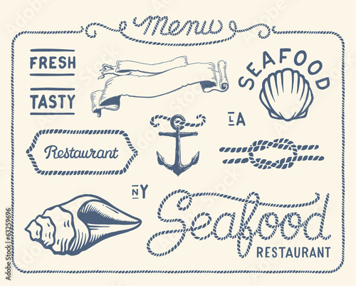 Vector: Vintage seafood restaurant collection Vintage seafood restaurant collection