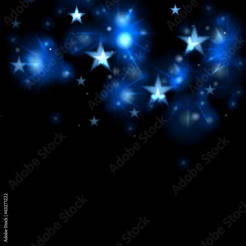 Vector: Glowing blue stars dark illustration Glowing blue stars dark illustration