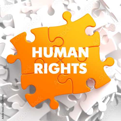 Illustration: Human Rights on Orange Puzzle. Human Rights on Orange Puzzle.