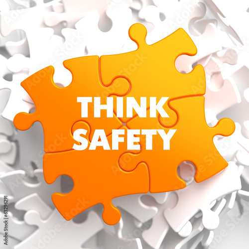 Illustration: Think Safety on Orange Puzzle. Think Safety on Orange Puzzle.