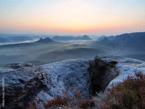 Photo: Waiting for daybreak in Saxony Switzerland rocky park. Waiting for daybreak in Saxony Switzerland rocky park.
