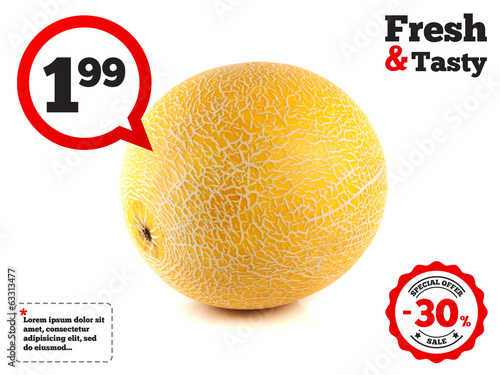 Photo: Ripe melon isolated on white background Ripe melon isolated on white background