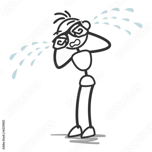 Vector: Crying stick man, flood of tears. Crying stick man, flood of tears.