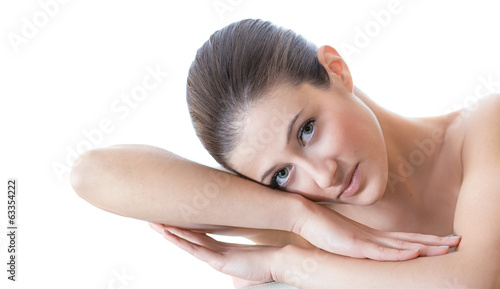 Photo: Young beauty woman lying on his hands Young beauty woman lying on his hands