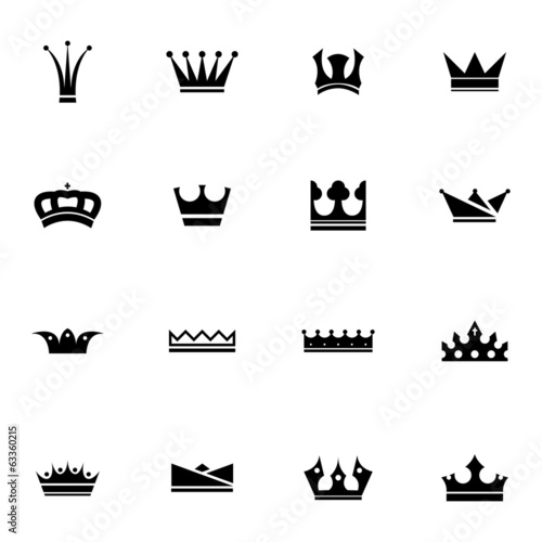 Vector: Vector black crown icons set Vector black crown icons set