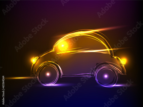 Illustration: neon car, background neon car, background