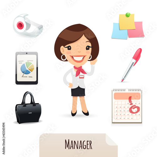 Vector: Female Manager Icons Set Female Manager Icons Set