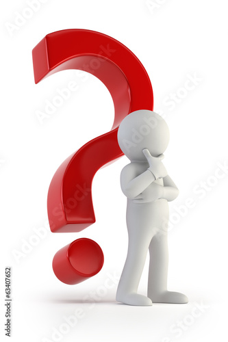 Illustration: 3d small people - with a red question mark 3d small people - with a red question mark