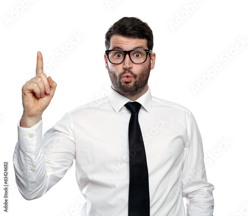 Photo: Mann mit Zeigefinger Mann mit Zeigefinger