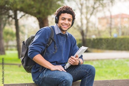 Photo: Handsome Mixed-Race Student Outdoor Handsome Mixed-Race Student Outdoor
