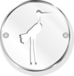 Stork on web icon button isolated on white Stork on web icon button isolated on white
