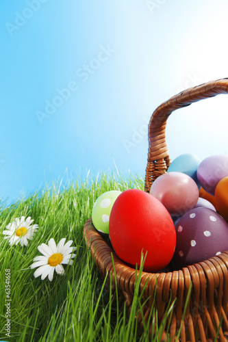 Photo: Basket of easter eggs Basket of easter eggs