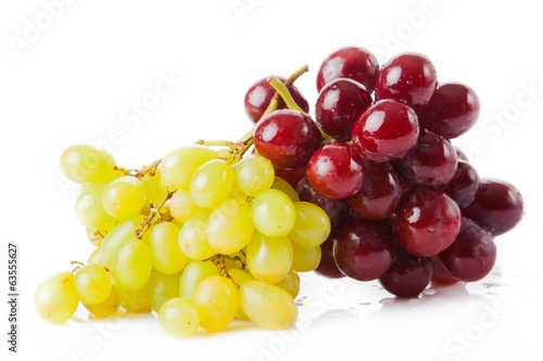 Photo: red and green grapes isolated on white red and green grapes isolated on white