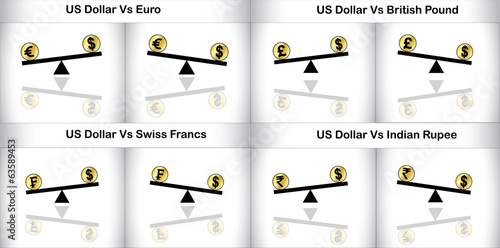 Vector: Concept Illustration of Global Forex Trading major currencies Concept Illustration of Global Forex Trading major currencies
