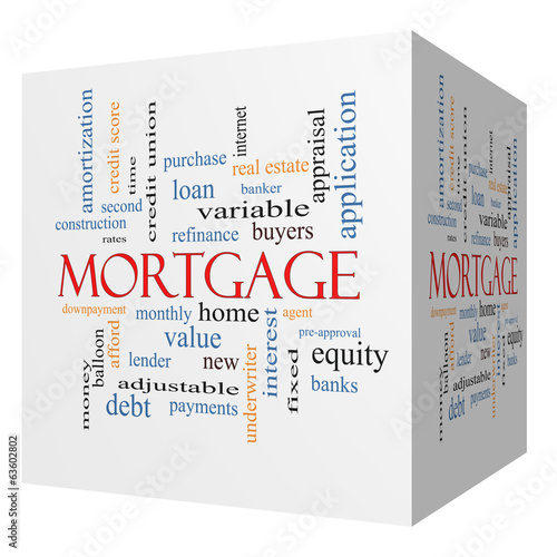 Illustration: Mortgage 3D cube Word Cloud Concept Mortgage 3D cube Word Cloud Concept