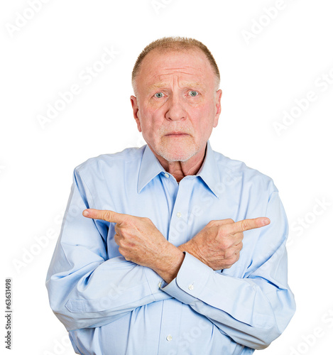 Photo: Senior, old man confused worried about which way to go Senior, old man confused worried about which way to go