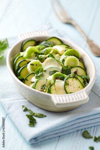 Photo: Oven-Baked Zucchini with Mozzarella and Leek Oven-Baked Zucchini with Mozzarella and Leek