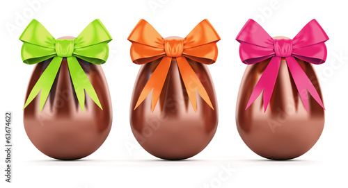 Illustration: Chocolate easter eggs with ribbons Chocolate easter eggs with ribbons