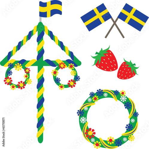 Vector: Midsummer celebrations icons Midsummer celebrations icons