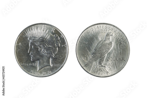 Photo: Peace Silver Dollars on White Peace Silver Dollars on White