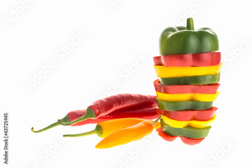 Photo: pepper slices isolated pepper slices isolated