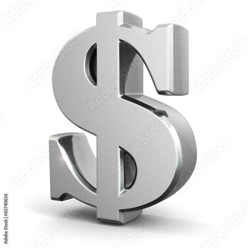 Illustration: Silver dollar currency sign. Silver dollar currency sign.