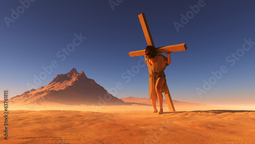 Illustration: Jesus in the desert. Jesus in the desert.