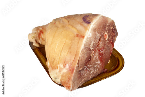 Photo: Uncooked Leg of Pork Ready Prepared for Roasting Uncooked Leg of Pork Ready Prepared for Roasting