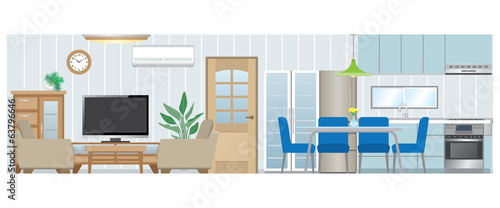 Vector: Living room / Dining room / Kitchen_Type1 Living room / Dining room / Kitchen_Type1