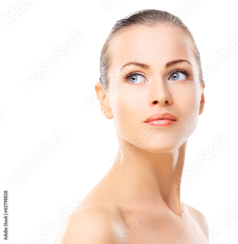 Photo: Beautiful Face of Young Woman with Clean Fresh Skin Beautiful Face of Young Woman with Clean Fresh Skin
