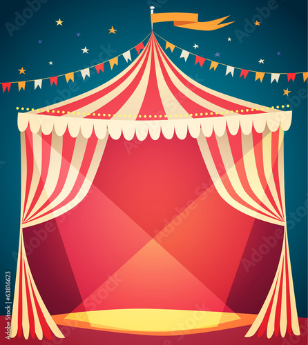 Vector: Circus tent poster. Vector illustration. Circus tent poster. Vector illustration.