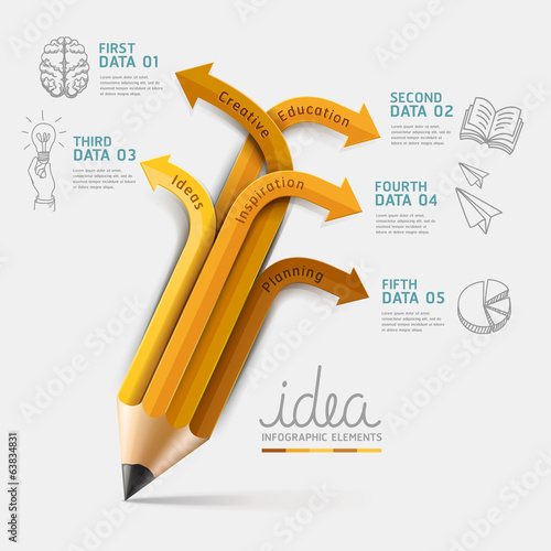 Vector: Education pencil Infographics step option. Vector illustration. Education pencil Infographics step option. Vector illustration.