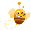 Crazy cartoon funny cute bee with stripes flying buzz Crazy cartoon funny cute bee with stripes flying buzz