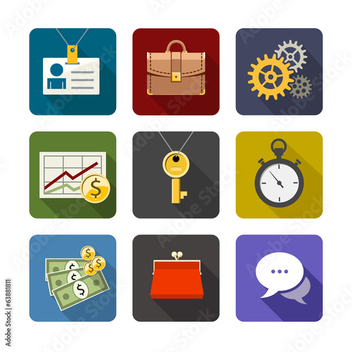 Vector: Business. Set of flat long shadow icons. Eps10 vector Business. Set of flat long shadow icons. Eps10 vector