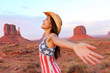 Cowgirl - woman happy and free in Monument Valley Cowgirl - woman happy and free in Monument Valley