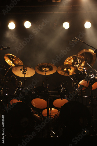 Photo: Set of drums on stage Set of drums on stage