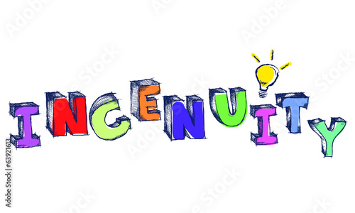 Vector: Sketchy colorful word Ingenuity with light bulb Sketchy colorful word Ingenuity with light bulb