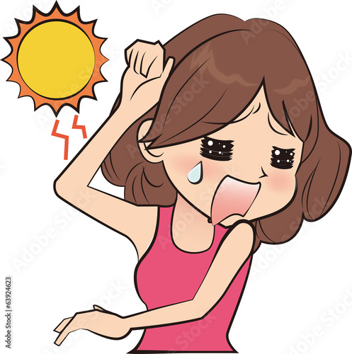 Illustration: 太陽を避ける女性 太陽を避ける女性