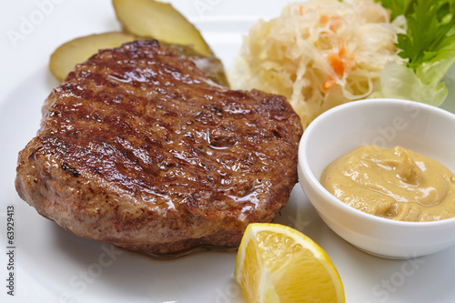 Photo: steak with cabbage salad steak with cabbage salad