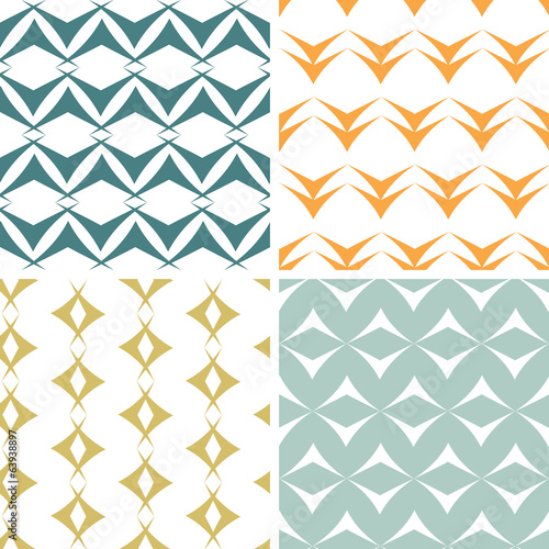 Vector: Four abstract arrow shapes seamless patterns set Four abstract arrow shapes seamless patterns set