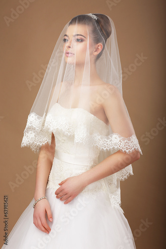 Photo: Sensuality. Woman with Transparent Wedding Veil Sensuality. Woman with Transparent Wedding Veil