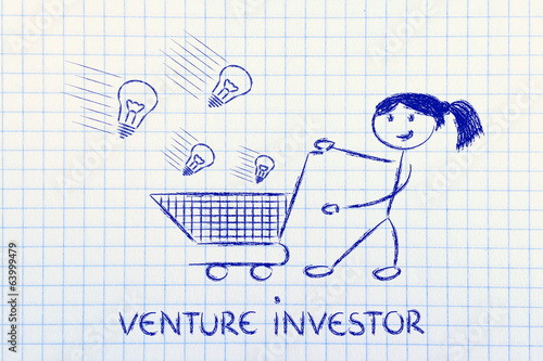 Illustration: investor capitalist, selecting ideas and start-ups to invest on investor capitalist, selecting ideas and start-ups to invest on