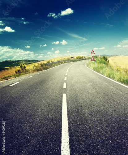 Photo: asphalt road in Tuscany Italy asphalt road in Tuscany Italy